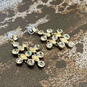 Free Monet Earrings Vintage Gold and Clear Stones Chandelier